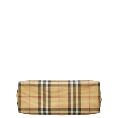 バーバリー ノバチェック ハンドバッグ ベージュ ブラック PVC レザー レディース BURBERRY 【中古】