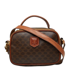 セリーヌ マカダム ハンドバッグ ショルダーバッグ ブラウン PVC レザー レディース CELINE 【中古】
