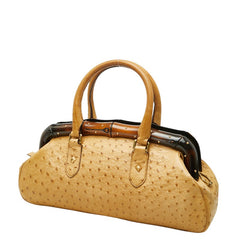 グッチ バンブー スタッズ ハンドバッグ 114977 ベージュ オーストリッチ レディース GUCCI 【中古】