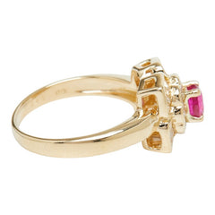 K18YG イエローゴールド ルビー ダイヤモンド ルビー0.48ct ダイヤ0.64ct フラワーモチーフ リング 指輪 レディース 12号 【中古】