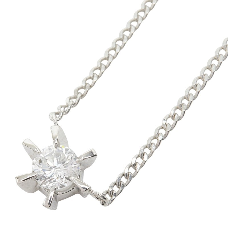 Pt850 プラチナ ダイヤ0.30ct プチネックレス トーエイクラウン TOEI CROWN ネックレス レディース 【中古】