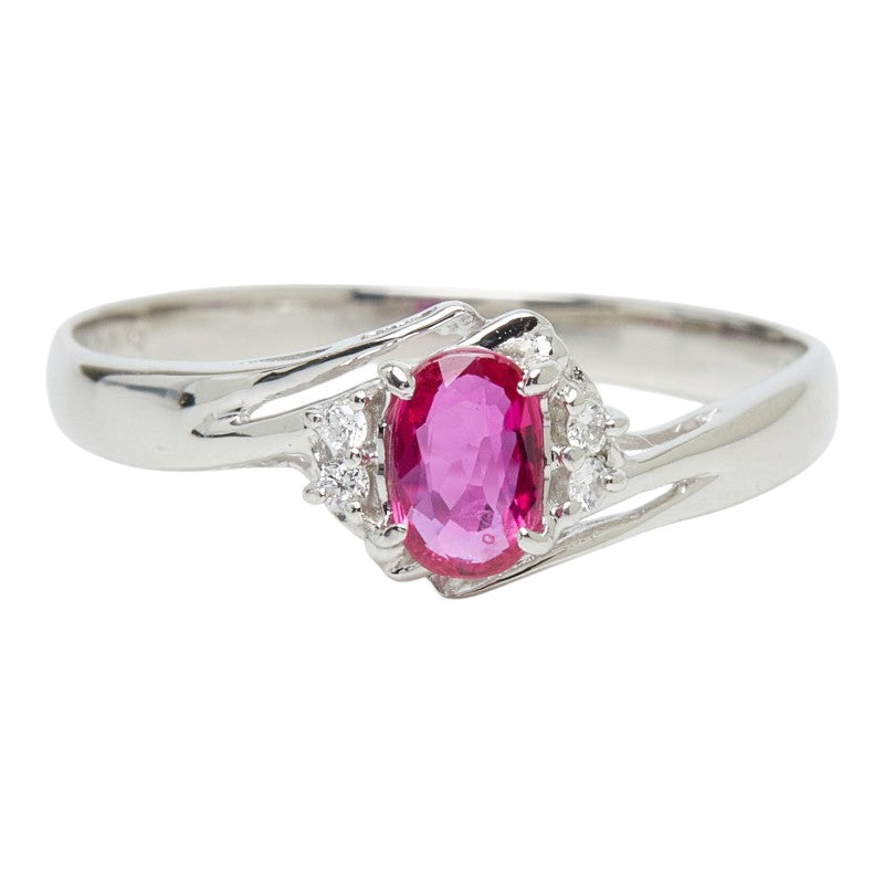 Pt900 プラチナ ルビー0.37ct ダイヤ0.03ct リング 指輪 レディース 14.5号 【中古】
