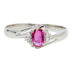 Pt900 プラチナ ルビー0.37ct ダイヤ0.03ct リング 指輪 レディース 14.5号 【中古】