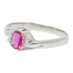Pt900 プラチナ ルビー0.37ct ダイヤ0.03ct リング 指輪 レディース 14.5号 【中古】