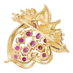 K18YG イエローゴールド ルビー ルビー3.25ct ダイヤ0.15ct グレープモチーフ ブドウ フルーツ 葡萄 ペンダントトップ ブローチ レディース 【中古】