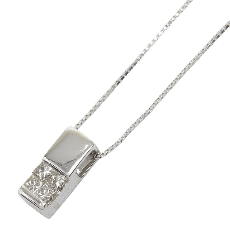 K18WG ホワイトゴールド ダイヤモンド ダイヤ0.05ct ペンダント ネックレス レディース 【中古】