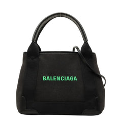 バレンシアガ ネイビーカバスXS ハンドバッグ ショルダーバッグ 2WAY 390346 ブラック キャンバス レザー レディース BALENCIAGA 【中古】