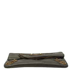 バレンシアガ クラシック メタリック エンベロープ ショルダーバッグ 2WAY クラッチバッグ 451483 グレー レザー レディース BALENCIAGA 【中古】