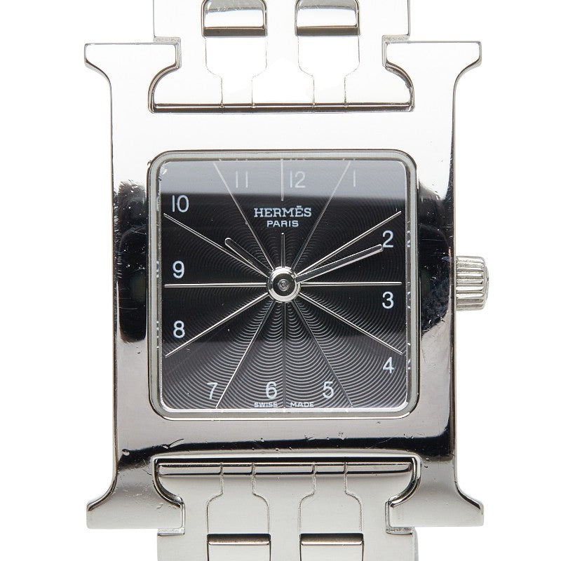 エルメス Hウォッチ 腕時計 HH1.210 クオーツ ブラック文字盤 ステンレススチール レディース HERMES 【中古】