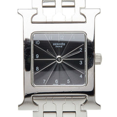 エルメス Hウォッチ 腕時計 HH1.210 クオーツ ブラック文字盤 ステンレススチール レディース HERMES 【中古】