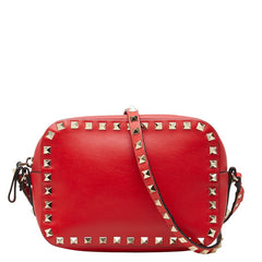 ヴァレンティノ ロックスタッズ 斜め掛け ショルダーバッグ レッド レザー レディース VALENTINO 【中古】