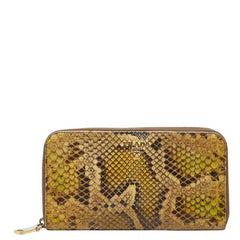 プラダ ロゴ パイソン ラウンドファスナー 長財布 1M0506 ベージュ系 ブラウン レザー レディース PRADA 【中古】
