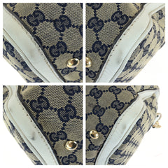 グッチ シェリーライン ハンドバッグ ショルダーバッグ 2WAY 247205 ネイビー マルチカラー キャンバス レザー レディース GUCCI 中古