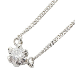 Pt850 プラチナ ダイヤ0.10ct プチネックレス ペンダント ネックレス レディース 【中古】