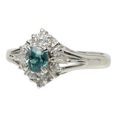 Pt900 プラチナ アレキサンドライト ダイヤモンド アレキサンドライト0.42ct ダイヤ0.17ct フラワーモチーフ リング 指輪 レディース 11.5号 【中古】