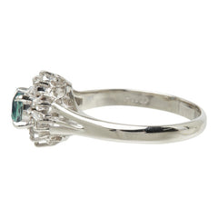 Pt900 プラチナ アレキサンドライト ダイヤモンド アレキサンドライト0.42ct ダイヤ0.17ct フラワーモチーフ リング 指輪 レディース 11.5号 【中古】