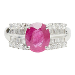 Pt900 プラチナ ルビー ダイヤモンド ルビー2.10ct ダイヤ0.50ct リング 指輪 レディース 12号 【中古】