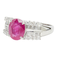 Pt900 プラチナ ルビー ダイヤモンド ルビー2.10ct ダイヤ0.50ct リング 指輪 レディース 12号 【中古】