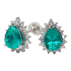 Pt900 プラチナ エメラルド1.99ct ダイヤ0.39ct スタッドピアス ピアス レディース 【中古】