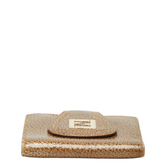 フェンディ 二つ折り財布 ゴールド レザー レディース FENDI 【中古】