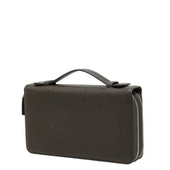 ダンヒル ダブルジップ トラベルコンパニオン トラベルケース 長財布 セカンドバッグ カーキグリーン レザー メンズ Dunhill 【中古】