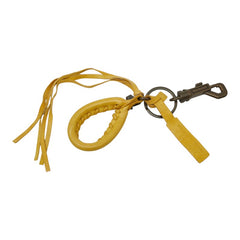 バレンシアガ ロゴプレート ストラップ チャーム キーホルダー バッグチャーム イエロー レザー メタル レディース BALENCIAGA 【中古】
