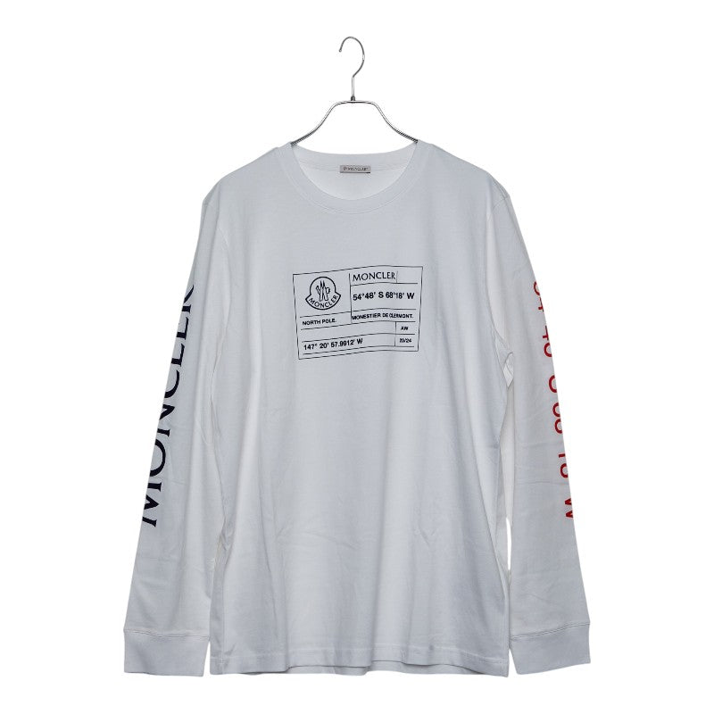 モンクレール 長袖Tシャツ ロンT カットソー アドレスデザイン サイズL ホワイト コットン メンズ MONCLER 【中古】