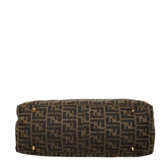 フェンディ ズッカ ハンドバッグ トートバッグ ブラウン キャンバス レザー レディース FENDI 【中古】