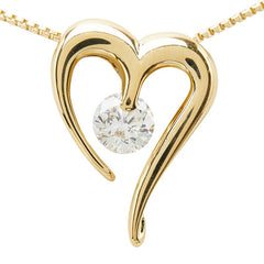 K18YG イエローゴールド ダイヤモンド ダイヤ0.34ct ハートモチーフ ペンダント ネックレス レディース 【中古】