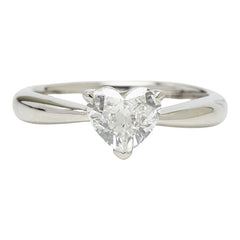 Pt900 プラチナ ダイヤモンド ダイヤ0.568ct ハートモチーフ リング 指輪 レディース 5.5号 【中古】