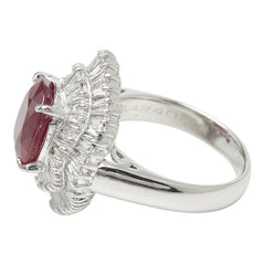 Pt900 プラチナ ルビー ダイヤモンド ルビー4.24ct ダイヤ1.48ct フラワーモチーフ リング 指輪 レディース 11号 【中古】