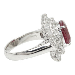 Pt900 プラチナ ルビー ダイヤモンド ルビー4.24ct ダイヤ1.48ct フラワーモチーフ リング 指輪 レディース 11号 【中古】
