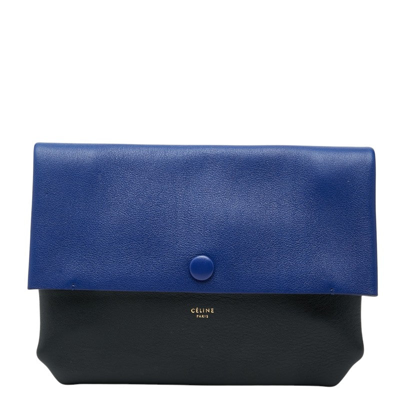 セリーヌ フィービーファイロ ポーチ クラッチバッグ ブラック ブルー レザー スウェード レディース CELINE 【中古】