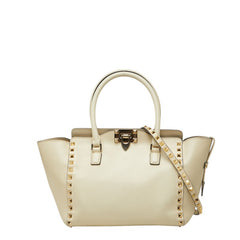 ヴァレンティノ ロックスタッズ ハンドバッグ ショルダーバッグ 2WAY オフホワイト レザー レディース VALENTINO 【中古】