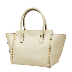 ヴァレンティノ ロックスタッズ ハンドバッグ ショルダーバッグ 2WAY オフホワイト レザー レディース VALENTINO 【中古】