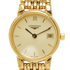 ロンジン グランドクラシック 腕時計 L5.132.2 クオーツ ゴールド文字盤 ステンレススチール レディース LONGINES 中古