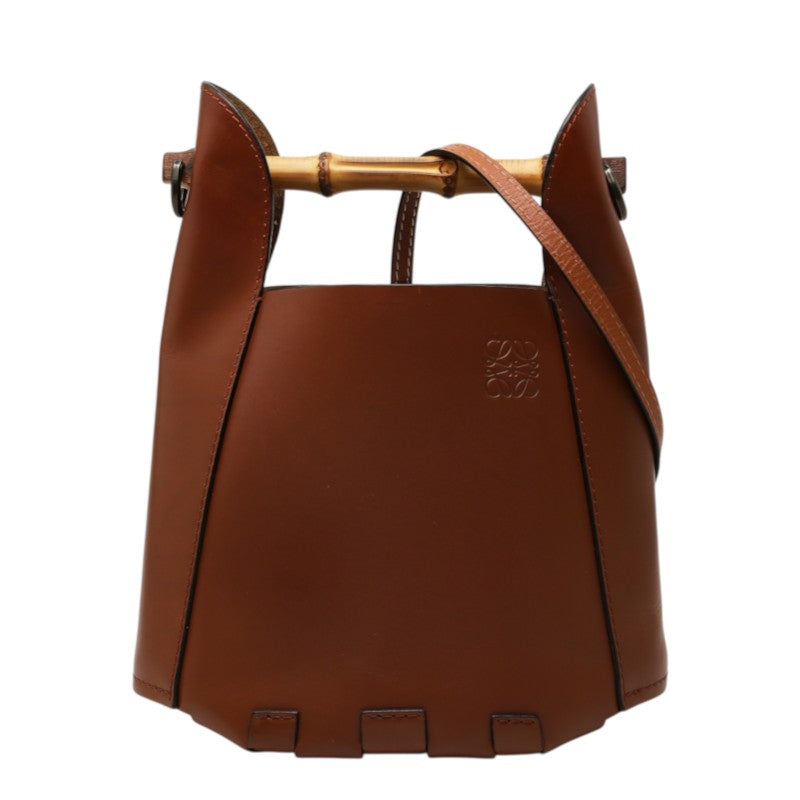ロエベ アナグラム バンブー バケットバッグ ハンドバッグ ショルダーバッグ 2WAY ブラウン レザー レディース LOEWE 中古