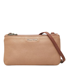 ミュウ ミュウ チェーン ショルダーバッグ ピンク シルバー レザー メタル レディース Miu Miu 【中古】