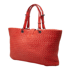 ボッテガヴェネタ イントレチャート トートバッグ レッド レザー レディース BOTTEGAVENETA 【中古】