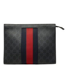 グッチ GGスプリーム シェリーライン クラッチバッグ セカンドバッグ 475316 グレー PVC レザー レディース GUCCI 【中古】
