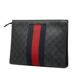グッチ GGスプリーム シェリーライン クラッチバッグ セカンドバッグ 475316 グレー PVC レザー レディース GUCCI 【中古】