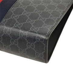 グッチ GGスプリーム シェリーライン クラッチバッグ セカンドバッグ 475316 グレー PVC レザー レディース GUCCI 【中古】