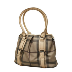 バーバリー スモークドチェック ノースフィールド ハンドバッグ ショルダーバッグ 2WAY グレー ベージュ PVC レザー レディース BURBERRY 【中古】