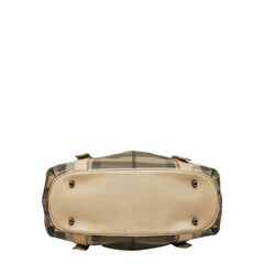 バーバリー スモークドチェック ノースフィールド ハンドバッグ ショルダーバッグ 2WAY グレー ベージュ PVC レザー レディース BURBERRY 【中古】