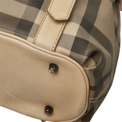 バーバリー スモークドチェック ノースフィールド ハンドバッグ ショルダーバッグ 2WAY グレー ベージュ PVC レザー レディース BURBERRY 【中古】