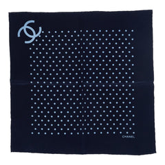 シャネル ココマーク スカーフ ネイビー ブルー シルク レディース CHANEL 【中古】