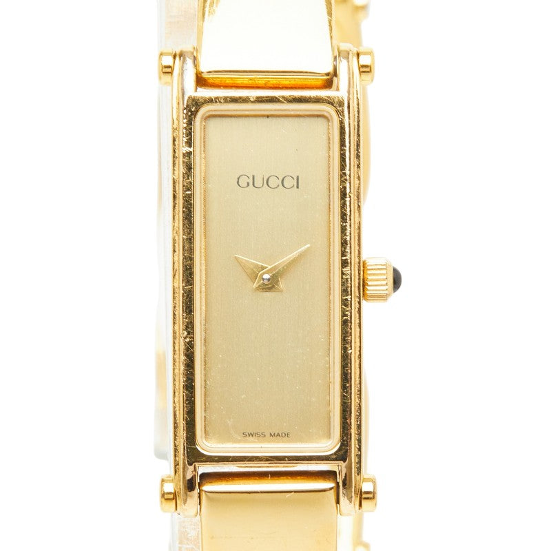 グッチ バングルウォッチ 腕時計 1500L クオーツ ゴールド文字盤 メッキ レディース GUCCI 中古
