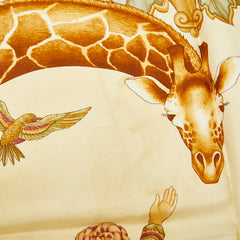 サルヴァトーレフェラガモ キリン アニマル サバンナ スカーフ ネイビー マルチカラー シルク レディース Salvatore Ferragamo 【中古】