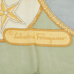 サルヴァトーレフェラガモ イルカ 魚 ペンギン アザラシ スカーフ グリーン マルチカラー シルク レディース Salvatore Ferragamo 【中古】