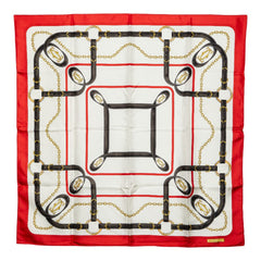 カルティエ ベルト チェーン ロゴ スカーフ レッド マルチカラー シルク レディース CARTIER 【中古】